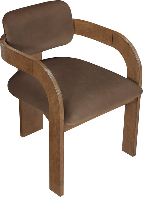 Celeste Brown Velvet Performance Fabric Upholstered Dining Chair, 2-Piece (Style 2)