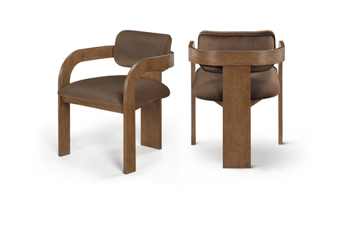 Celeste Brown Velvet Performance Fabric Upholstered Dining Chair, 2-Piece (Style 2)