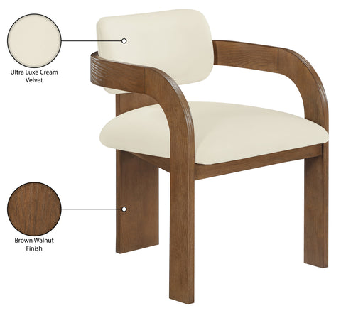 Celeste Cream Velvet Performance Fabric Upholstered Dining Chair, 2-Piece (Style 2)