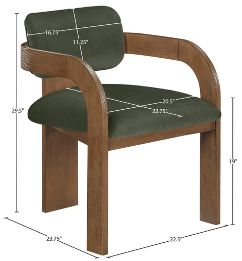Celeste Green Velvet Performance Fabric Upholstered Dining Chair, 2-Piece