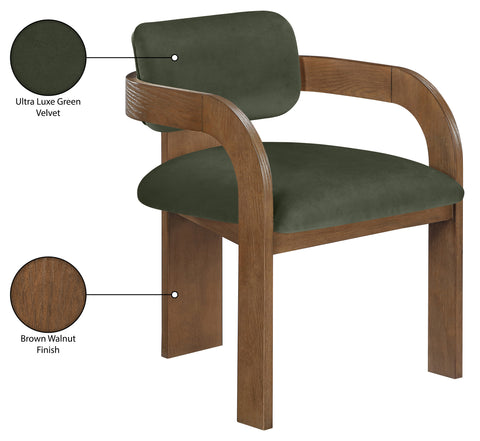 Celeste Green Velvet Performance Fabric Upholstered Dining Chair, 2-Piece