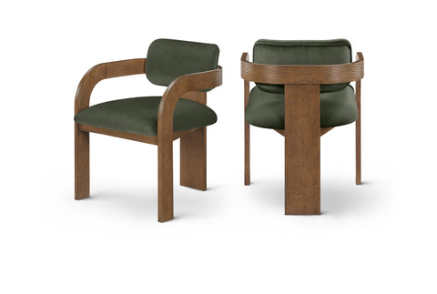 Celeste Green Velvet Performance Fabric Upholstered Dining Chair, 2-Piece