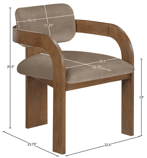 Celeste Taupe Velvet Performance Fabric Upholstered Dining Chair, 2-Piece