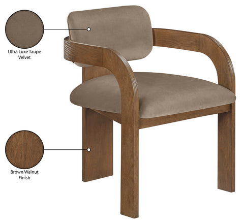 Celeste Taupe Velvet Performance Fabric Upholstered Dining Chair, 2-Piece