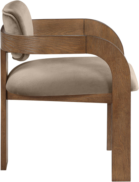 Celeste Taupe Velvet Performance Fabric Upholstered Dining Chair, 2-Piece