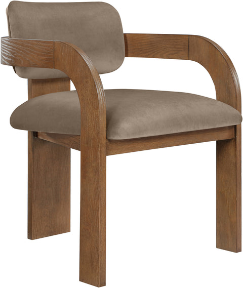 Celeste Taupe Velvet Performance Fabric Upholstered Dining Chair, 2-Piece