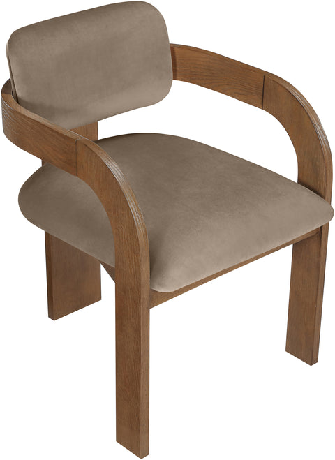 Celeste Taupe Velvet Performance Fabric Upholstered Dining Chair, 2-Piece