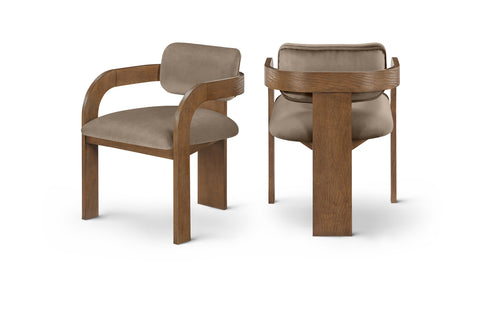 Celeste Taupe Velvet Performance Fabric Upholstered Dining Chair, 2-Piece