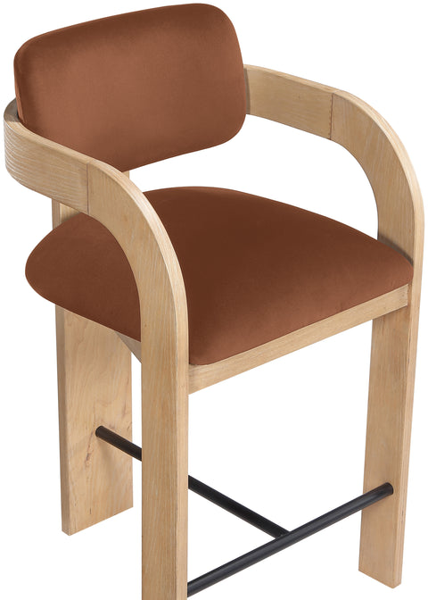 Celeste Cognac Velvet Performance Fabric Upholstered Counter Stool, 1 Piece