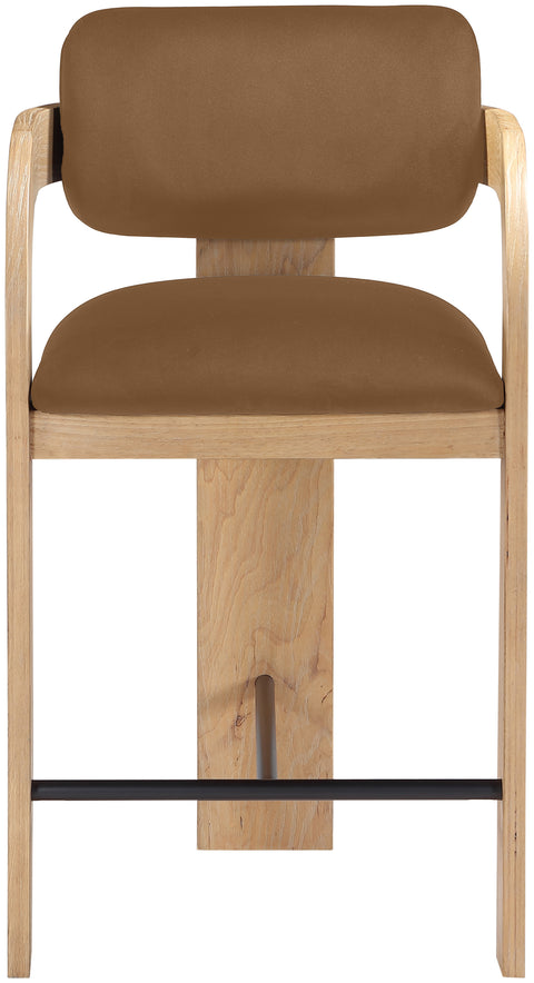 Celeste Saddle Velvet Performance Fabric Upholstered Counter Stool, 1 Piece