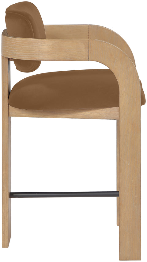 Celeste Saddle Velvet Performance Fabric Upholstered Counter Stool, 1 Piece