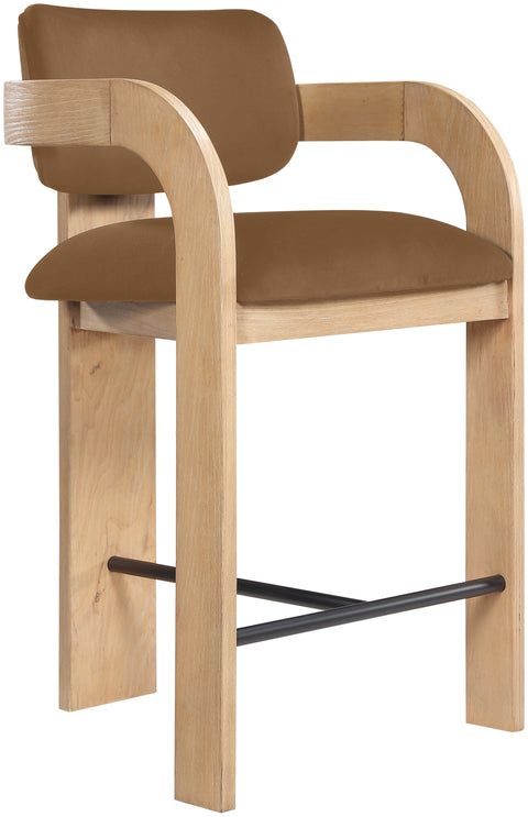 Celeste Saddle Velvet Performance Fabric Upholstered Counter Stool, 1 Piece