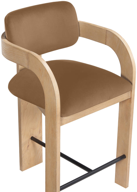 Celeste Saddle Velvet Performance Fabric Upholstered Counter Stool, 1 Piece