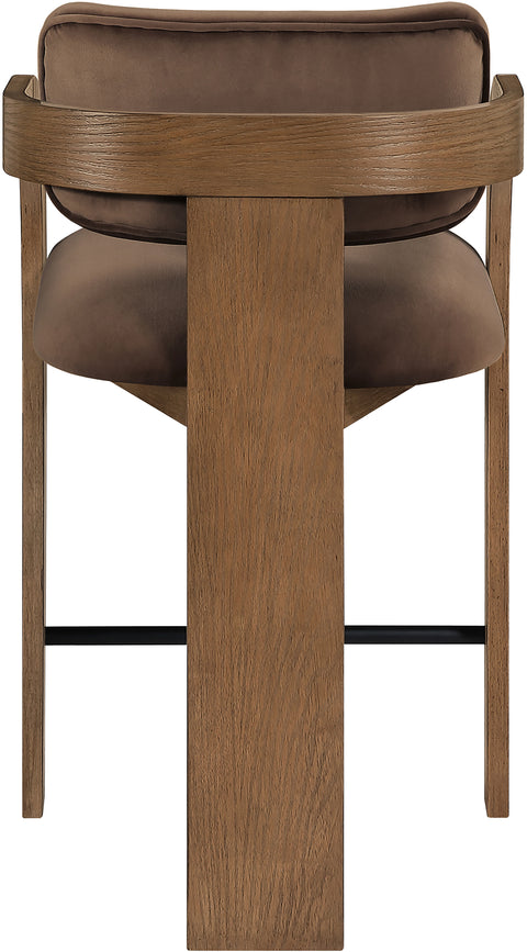 Celeste Brown Velvet Performance Fabric Upholstered Counter Stool, 1 Piece (Style 2)