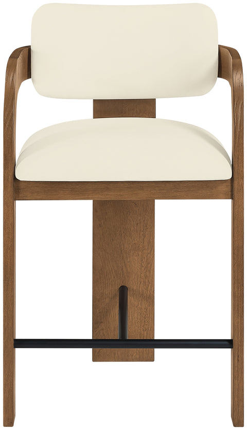 Celeste Cream Velvet Performance Fabric Upholstered Counter Stool, 1 Piece (Style 2)