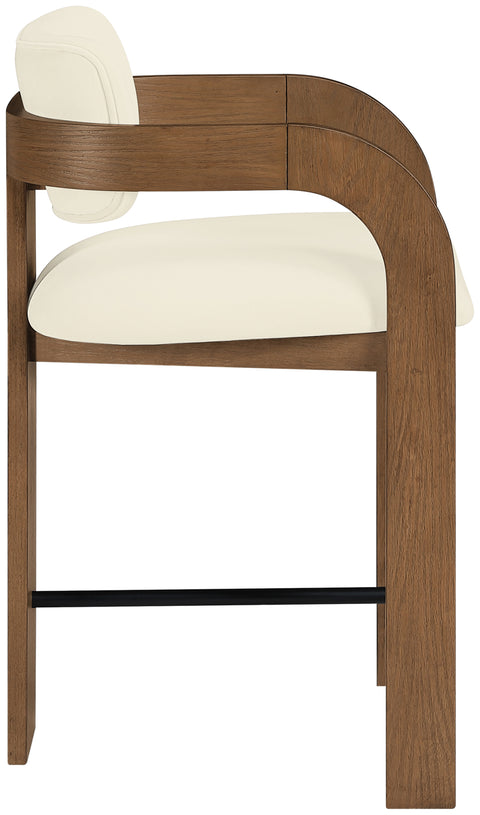 Celeste Cream Velvet Performance Fabric Upholstered Counter Stool, 1 Piece (Style 2)