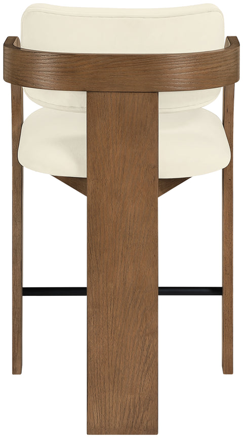 Celeste Cream Velvet Performance Fabric Upholstered Counter Stool, 1 Piece (Style 2)