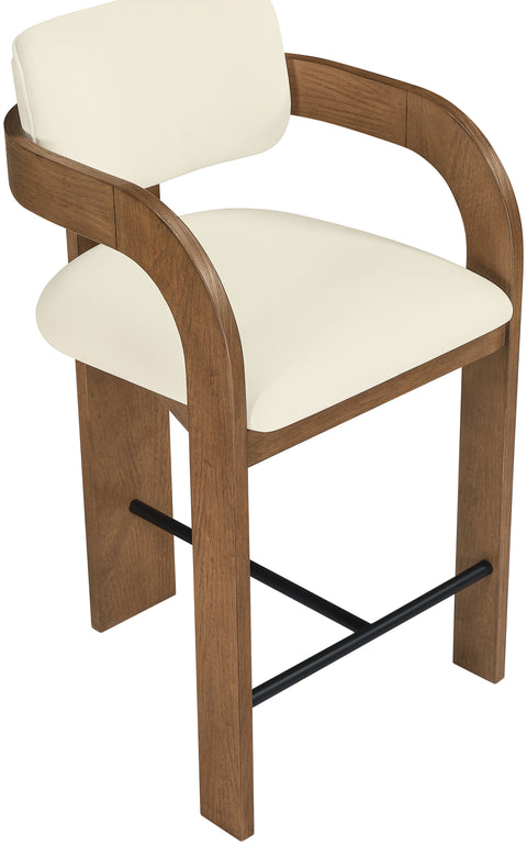 Celeste Cream Velvet Performance Fabric Upholstered Counter Stool, 1 Piece (Style 2)