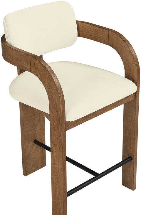Celeste Cream Velvet Performance Fabric Upholstered Counter Stool, 1 Piece (Style 2)