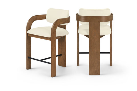 Celeste Cream Velvet Performance Fabric Upholstered Counter Stool, 1 Piece (Style 2)