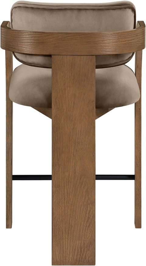 Celeste Taupe Velvet Performance Fabric Upholstered Counter Stool, 1 Piece