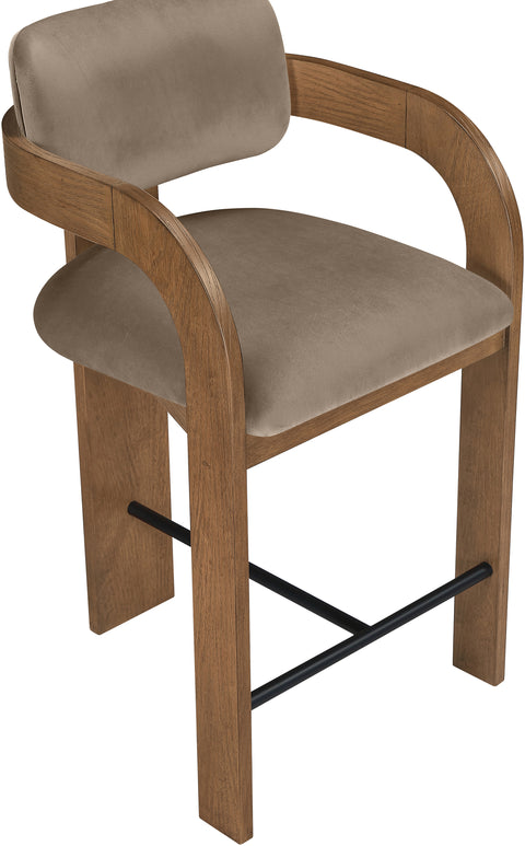 Celeste Taupe Velvet Performance Fabric Upholstered Counter Stool, 1 Piece