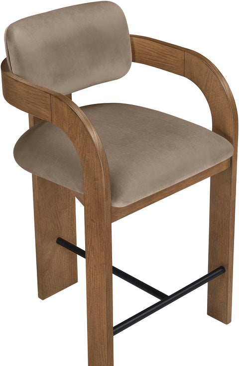 Celeste Taupe Velvet Performance Fabric Upholstered Counter Stool, 1 Piece
