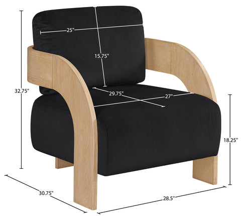 Celeste Black Velvet Performance Fabric Upholstered Accent Chair, 1 Piece