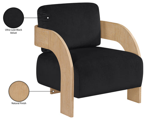 Celeste Black Velvet Performance Fabric Upholstered Accent Chair, 1 Piece