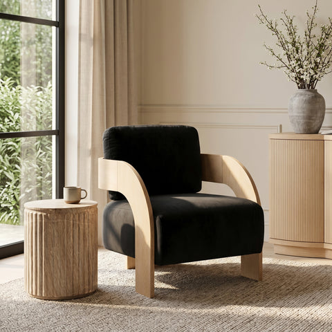 Celeste Black Velvet Performance Fabric Upholstered Accent Chair, 1 Piece