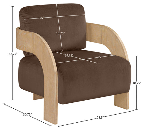 Celeste Brown Velvet Performance Fabric Upholstered Accent Chair, 1 Piece