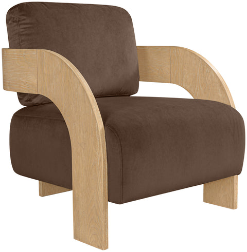 Celeste Brown Velvet Performance Fabric Upholstered Accent Chair, 1 Piece