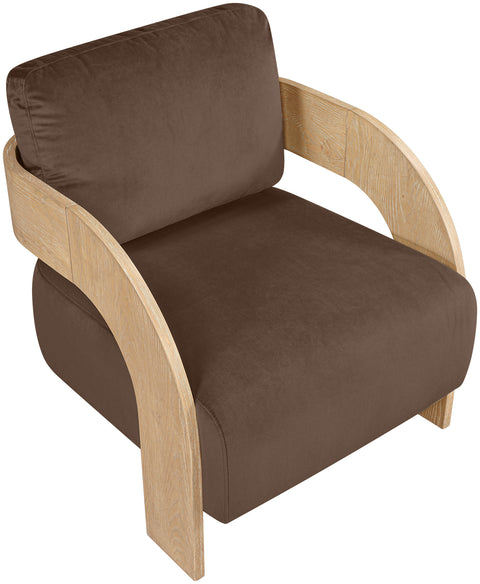 Celeste Brown Velvet Performance Fabric Upholstered Accent Chair, 1 Piece