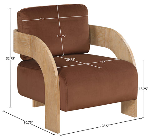 Celeste Cognac Velvet Performance Fabric Upholstered Accent Chair, 1 Piece