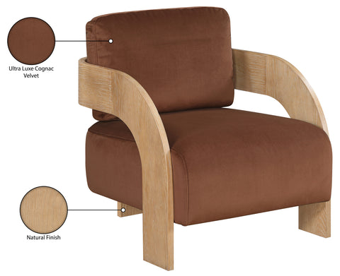 Celeste Cognac Velvet Performance Fabric Upholstered Accent Chair, 1 Piece