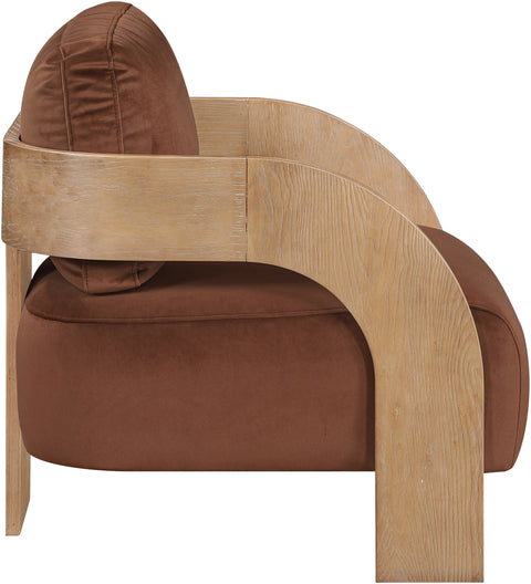 Celeste Cognac Velvet Performance Fabric Upholstered Accent Chair, 1 Piece
