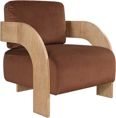 Celeste Cognac Velvet Performance Fabric Upholstered Accent Chair, 1 Piece