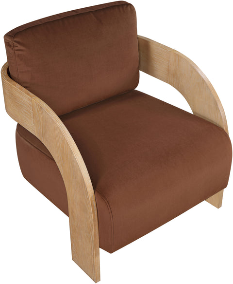 Celeste Cognac Velvet Performance Fabric Upholstered Accent Chair, 1 Piece