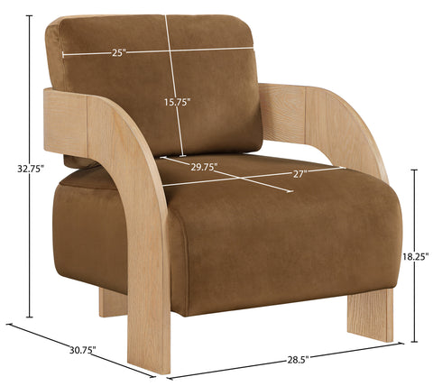 Celeste Saddle Velvet Performance Fabric Upholstered Accent Chair, 1 Piece