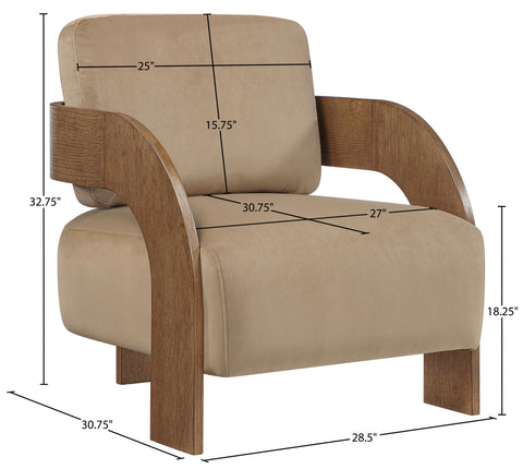 Celeste Beige Velvet Performance Fabric Upholstered Accent Chair, 1 Piece