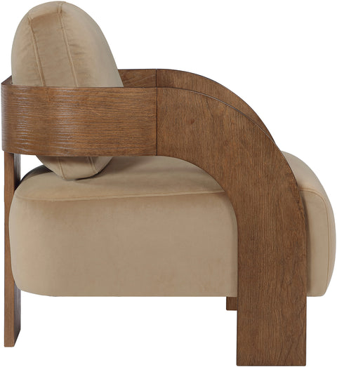 Celeste Beige Velvet Performance Fabric Upholstered Accent Chair, 1 Piece