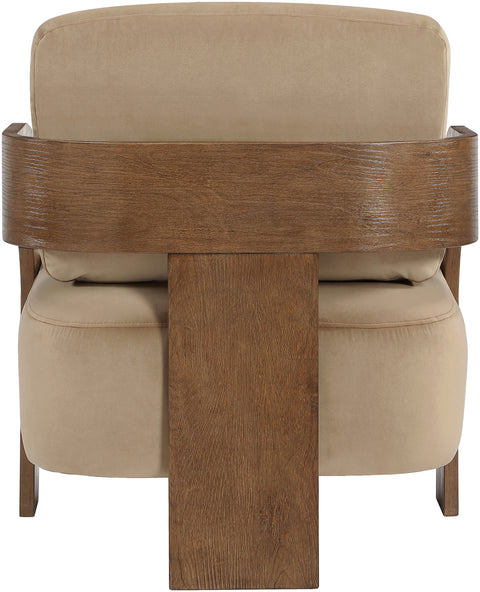 Celeste Beige Velvet Performance Fabric Upholstered Accent Chair, 1 Piece