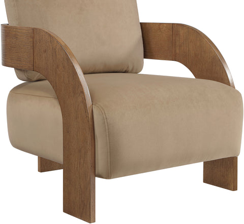Celeste Beige Velvet Performance Fabric Upholstered Accent Chair, 1 Piece