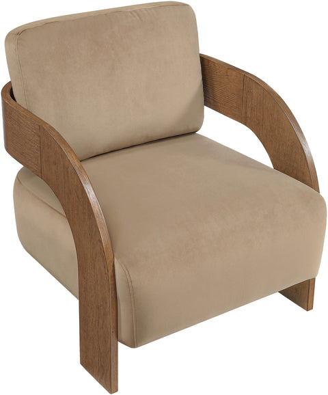 Celeste Beige Velvet Performance Fabric Upholstered Accent Chair, 1 Piece