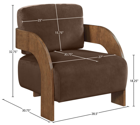 Celeste Brown Velvet Performance Fabric Upholstered Accent Chair, 1 Piece (Style 2)