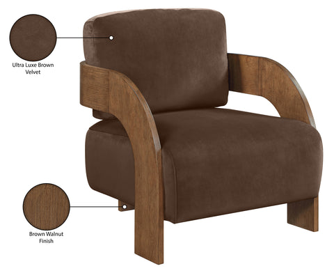 Celeste Brown Velvet Performance Fabric Upholstered Accent Chair, 1 Piece (Style 2)