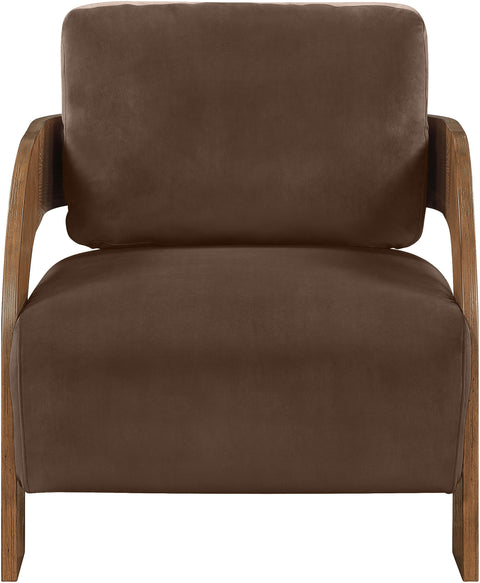 Celeste Brown Velvet Performance Fabric Upholstered Accent Chair, 1 Piece (Style 2)
