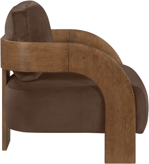 Celeste Brown Velvet Performance Fabric Upholstered Accent Chair, 1 Piece (Style 2)