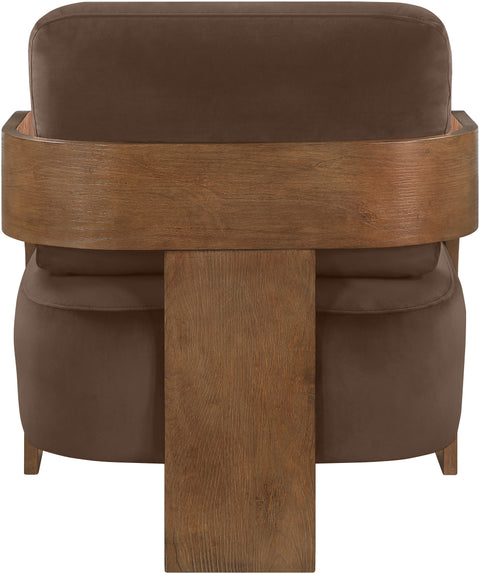 Celeste Brown Velvet Performance Fabric Upholstered Accent Chair, 1 Piece (Style 2)