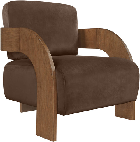 Celeste Brown Velvet Performance Fabric Upholstered Accent Chair, 1 Piece (Style 2)